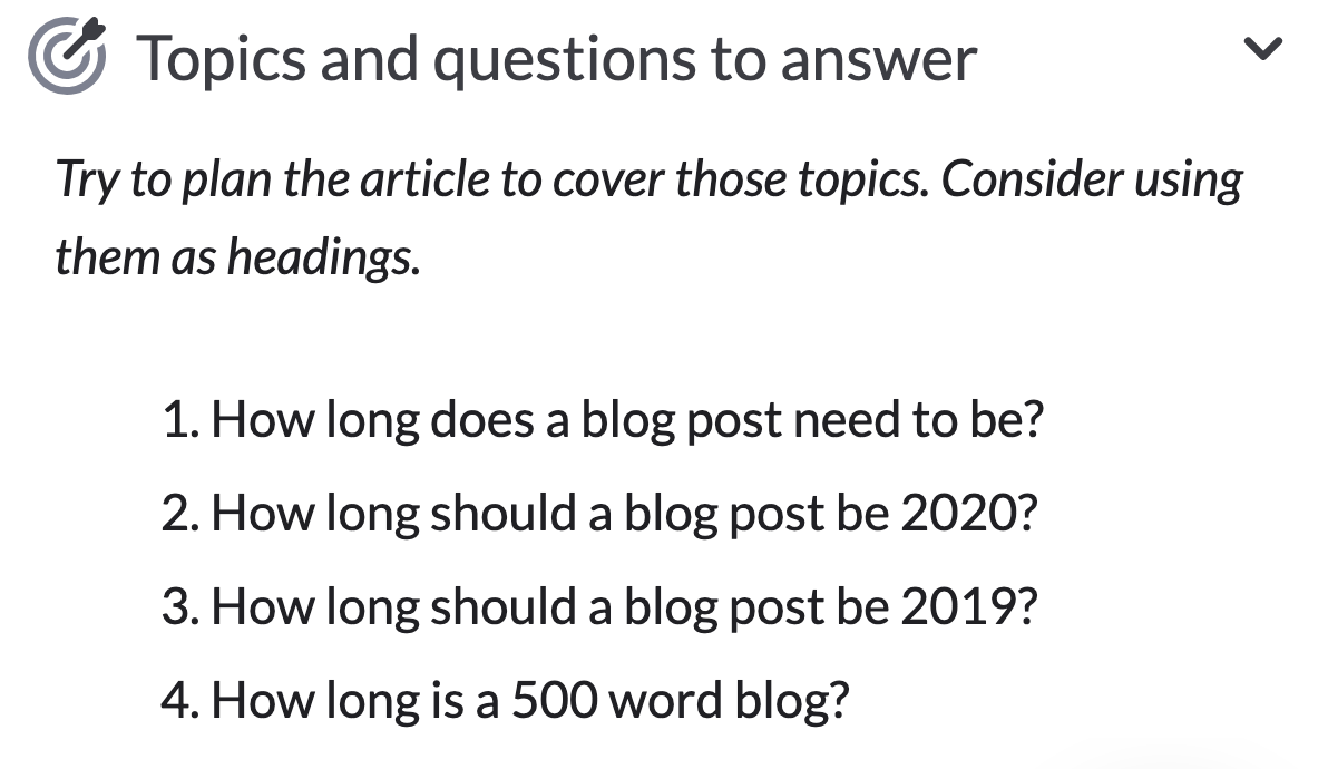 people also ask section in surfer content editor