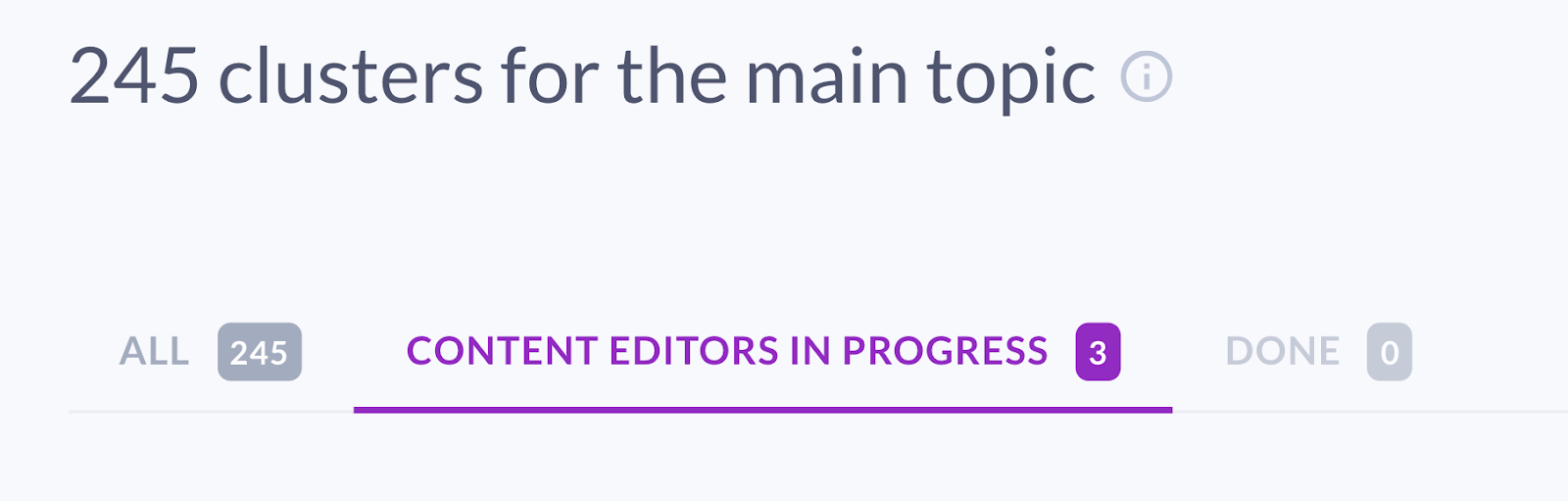 checking cluster progress in surfer content planner