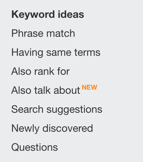 keyword ideas in ahrefs