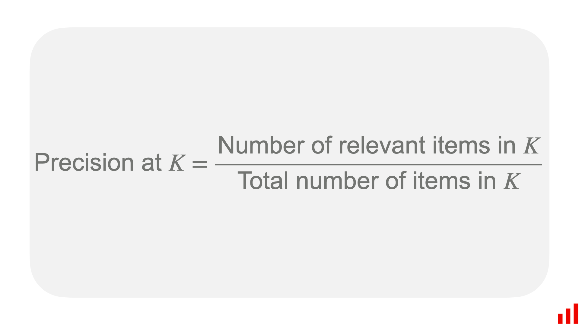 Precision at K formula