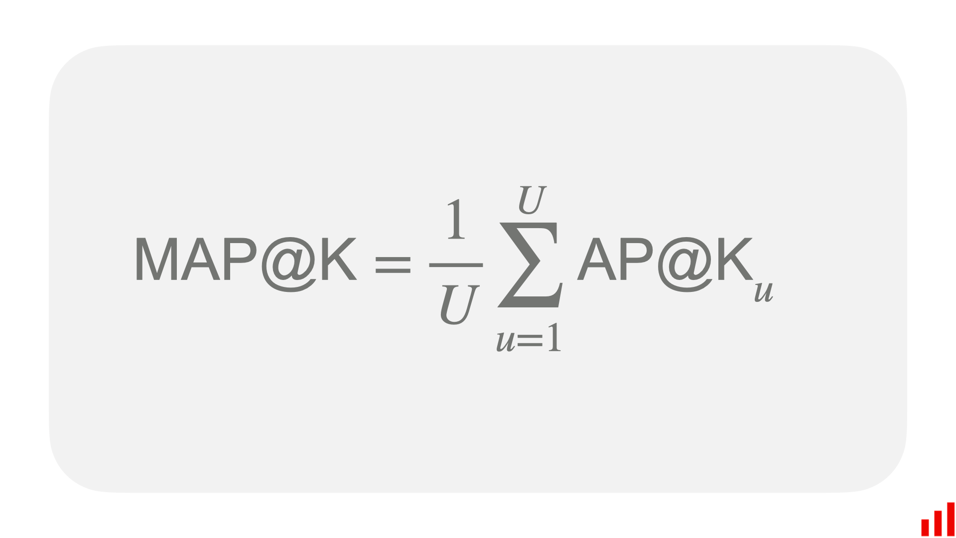 Mean Average Precision (MAP) formula