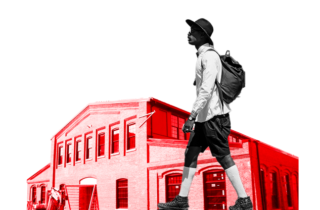 A group of happy and curious individuals. Some are working in science, others are dancing and playing instruments.