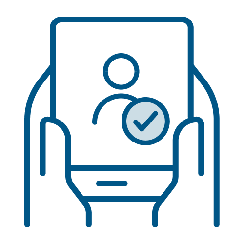 Verified worker on a smartphone icon