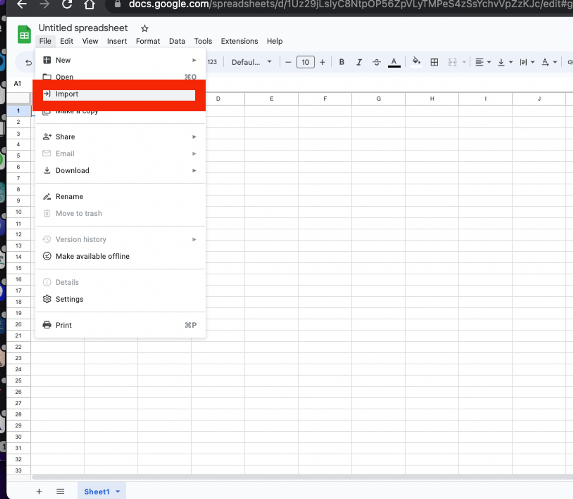 Import contacts on Google sheets