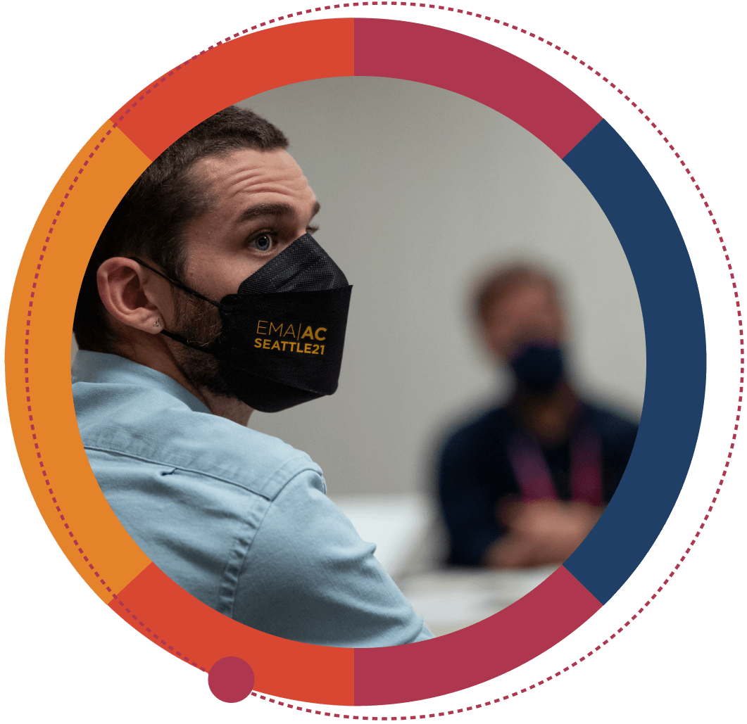 A man wearing a covid mask.