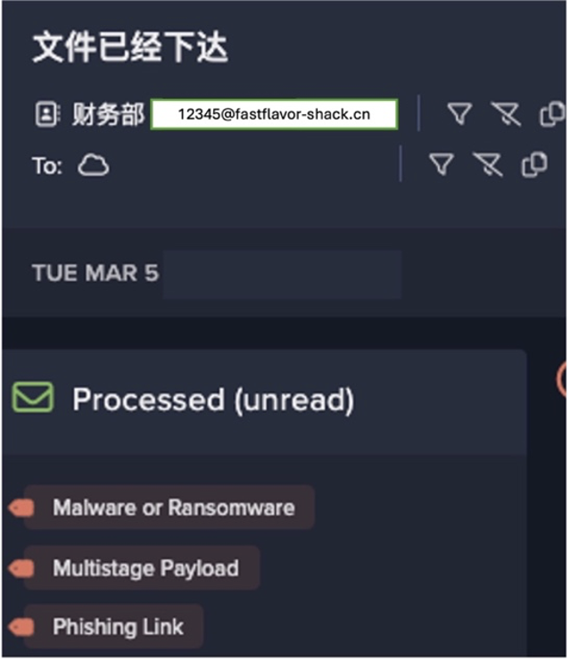 Darktrace/Email identifying the presence of a malicious phishing link and a multistage payload.