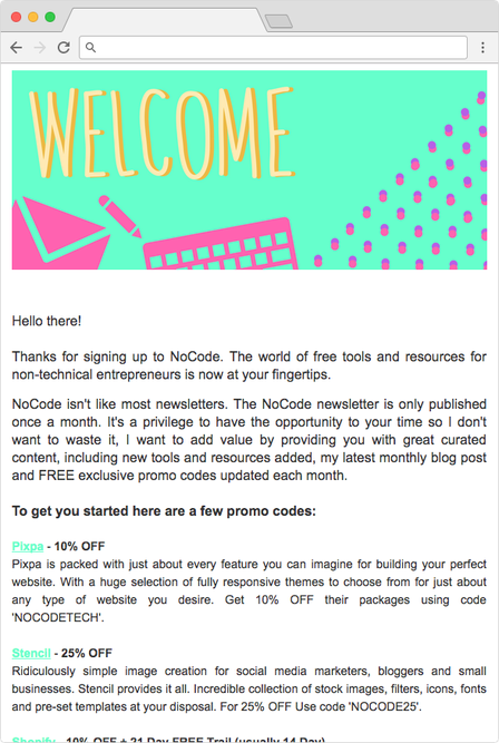 NoCode Welcome email Mailchimp