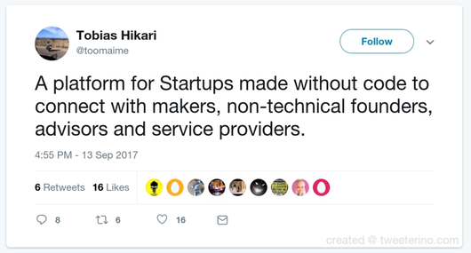 Made without code tweet