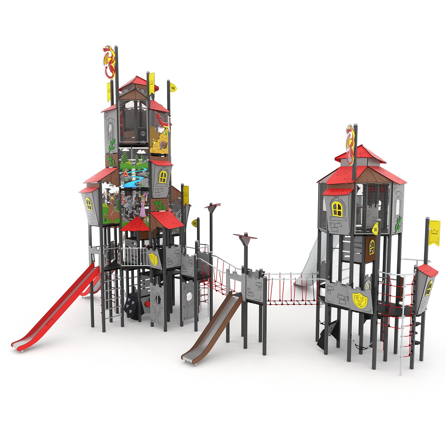Large Double CastleThemed Play Structure Morti Sport & Play Equipment