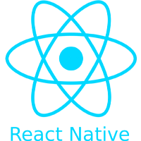 An atom with the words React Native written in blue