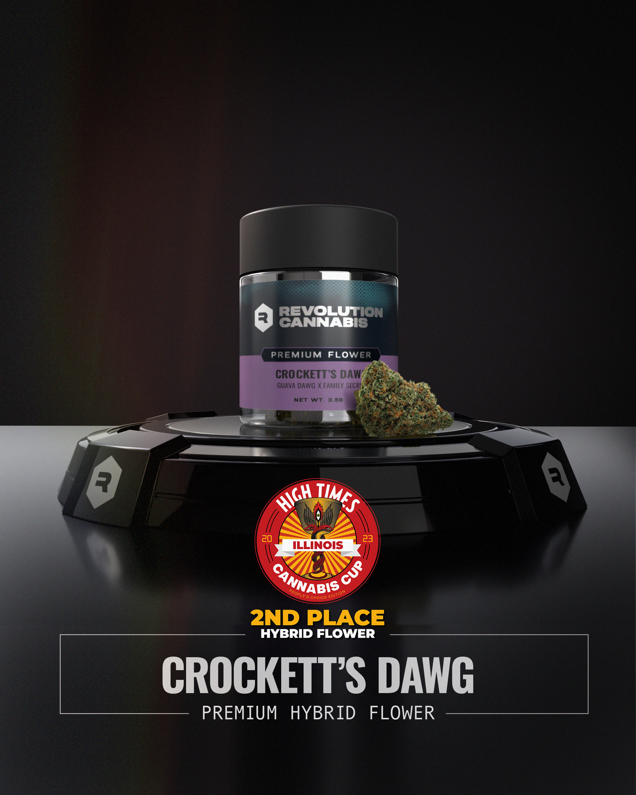 A jar of Crockett's Dawg and flower. 