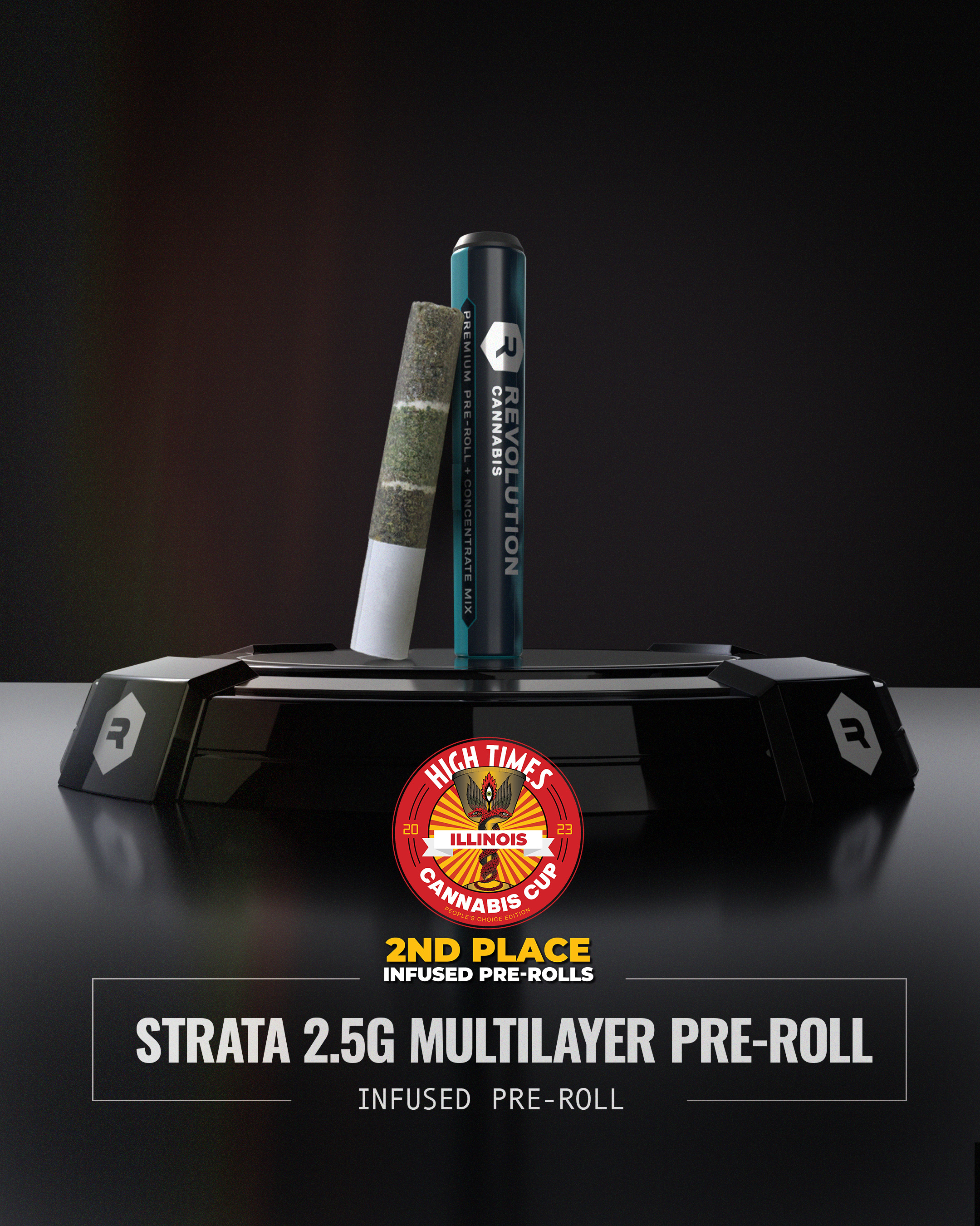 A Strata infused pre-roll with container.