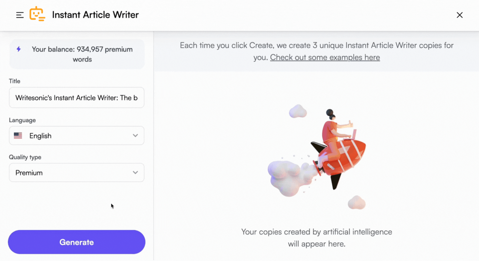 Instant Article Writer - Write faster | Writesonic AI Writer