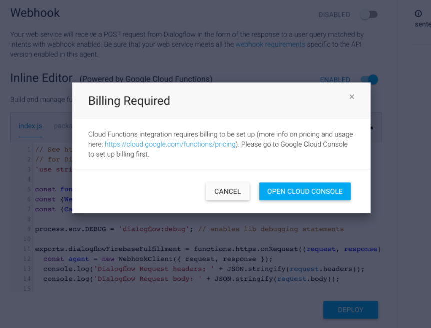 Dialogflow billing