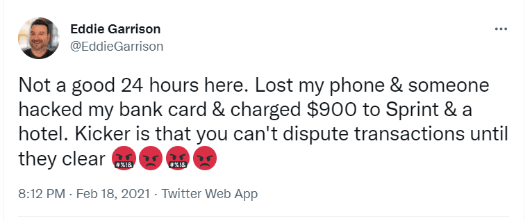 Mobile bank hacking Tweet