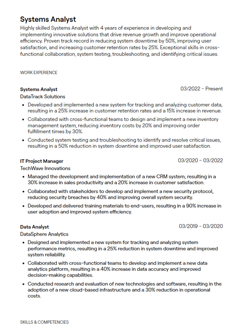 6 Systems Analyst Resume Examples - 643589f8bef0a91e1f1cd4e3 Systems%20Analyst Resume Sample P 500