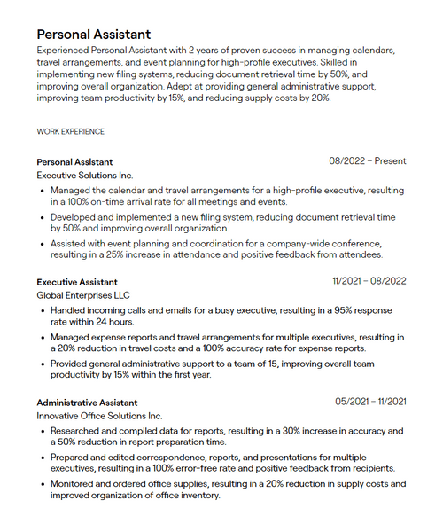 6 Personal Assistant Resume Examples - 6441654eb515d368da630213 Personal%20Assistant Resume Sample P 500 