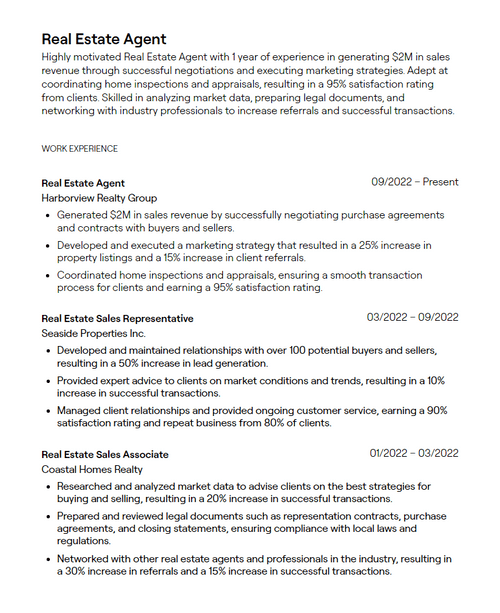 1 Real Estate Agent Resume Examples - 644165a88617a0512b603ca3 Real%20Estate%20Agent Resume Sample P 500 