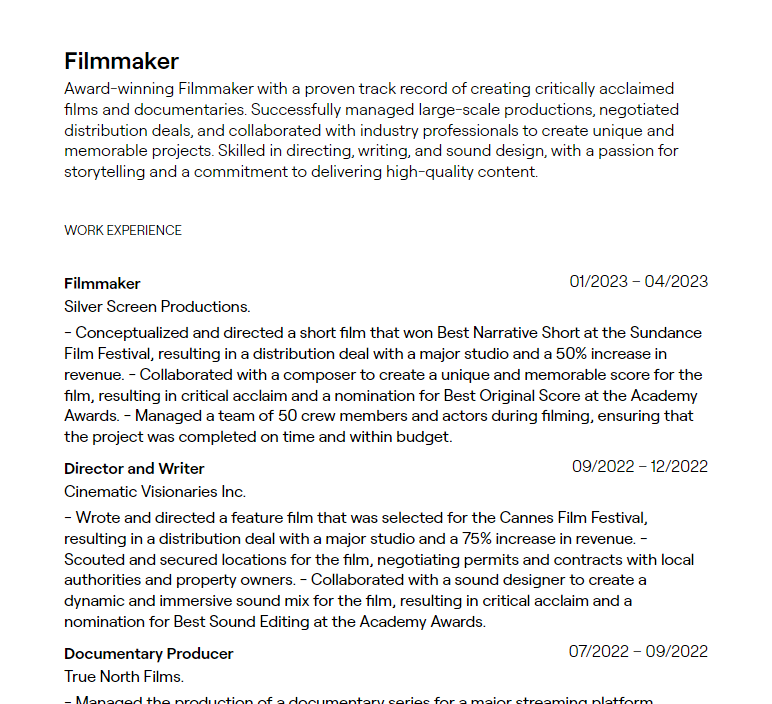 Film Extras Resumes Samples Film Extras Resumes Samples