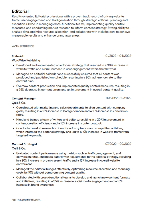 3+ Editorial Resume Examples [with Guidance]