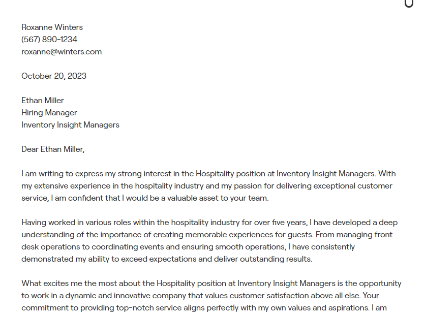 Restaurant Manager Cover Letter