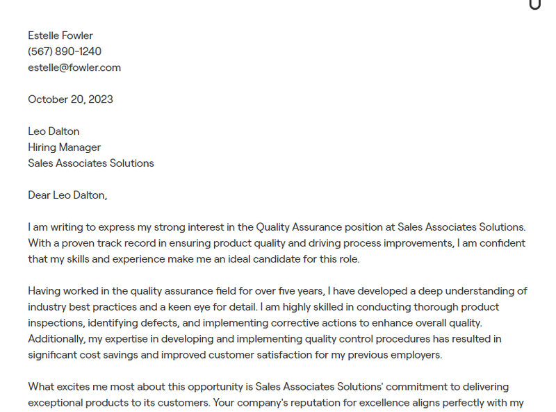 2+ Quality Assurance Cover Letter Examples (with InDepth Guidance)