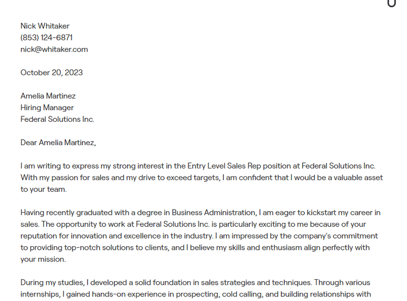 8+ Entry Level Sales Rep Cover Letter Examples (with InDepth Guidance)