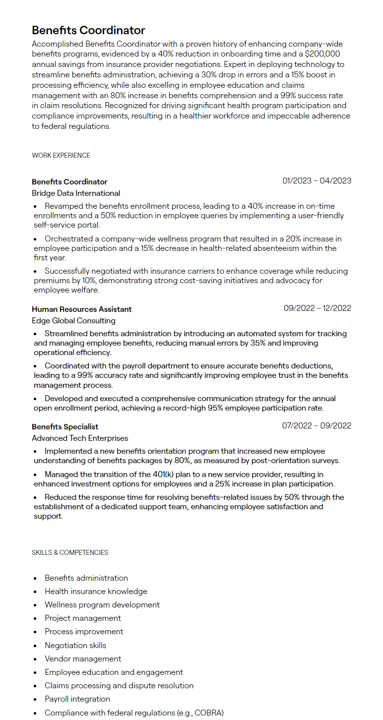 The 6 Best Resume Synonyms for - 65ea69ee5bae3d0be7c69ed8 Benefits Coordinator Resume Sample