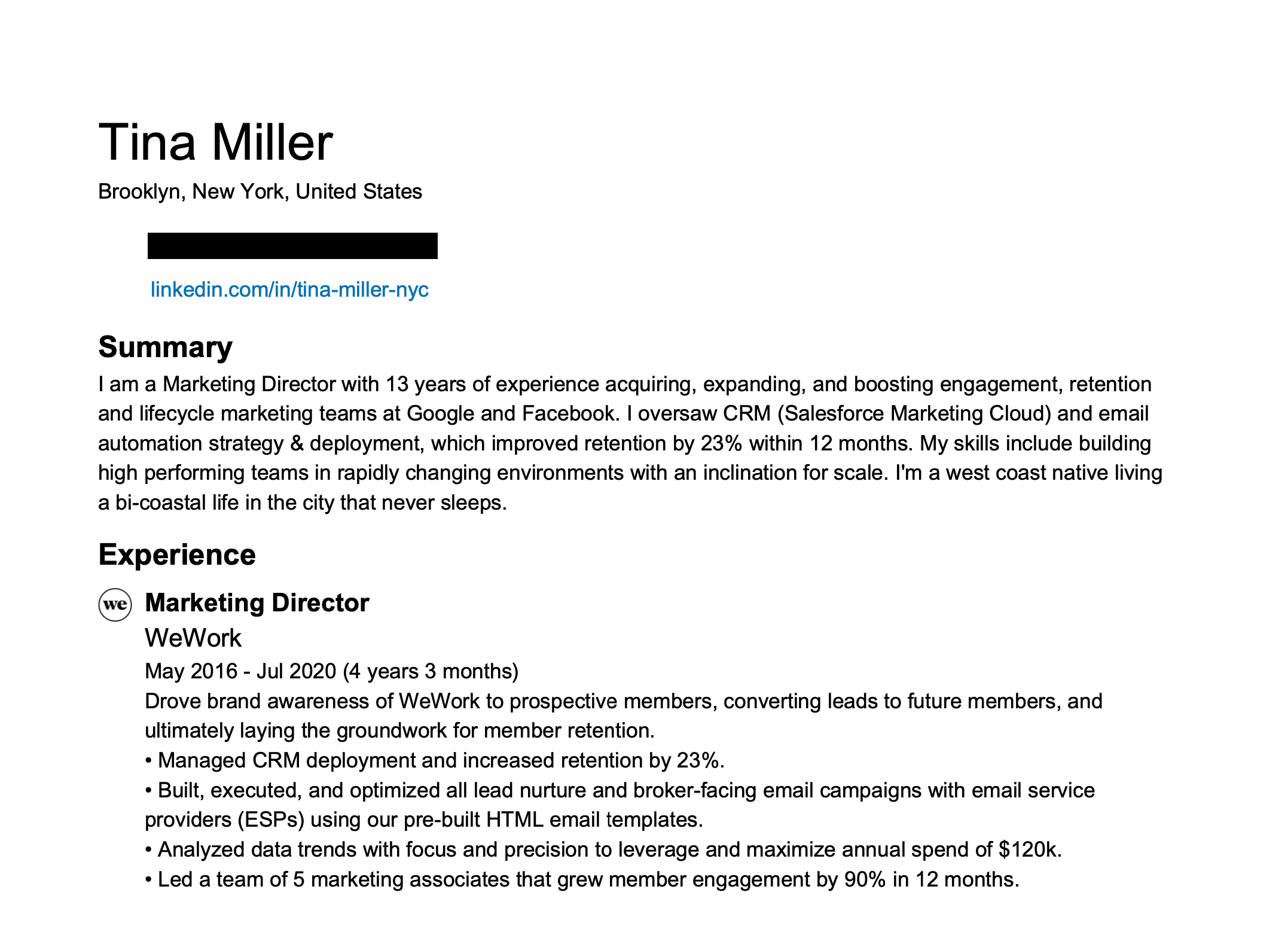 linkedin resume