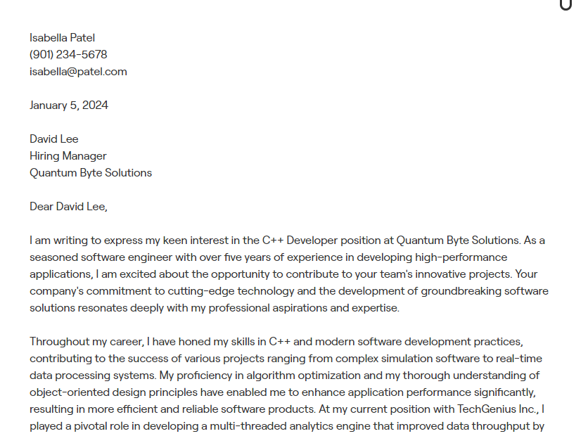 1+ C++ Developer Cover Letter Examples (with In-Depth Guidance)