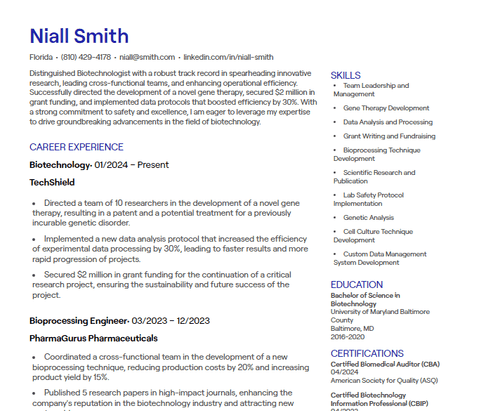 3 Biotechnology CV Examples [+ Free Templates]
