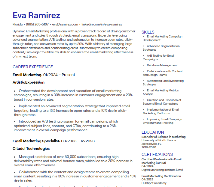 5 Email Marketing CV Examples [+ Free Templates]