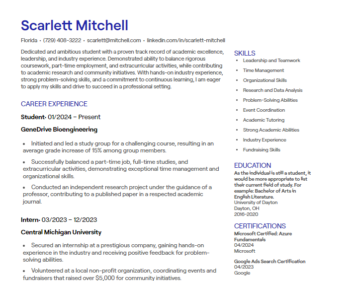 student cv