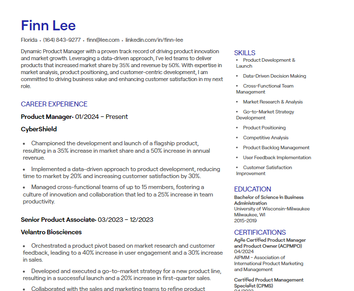 21-product-manager-cv-examples-free-templates
