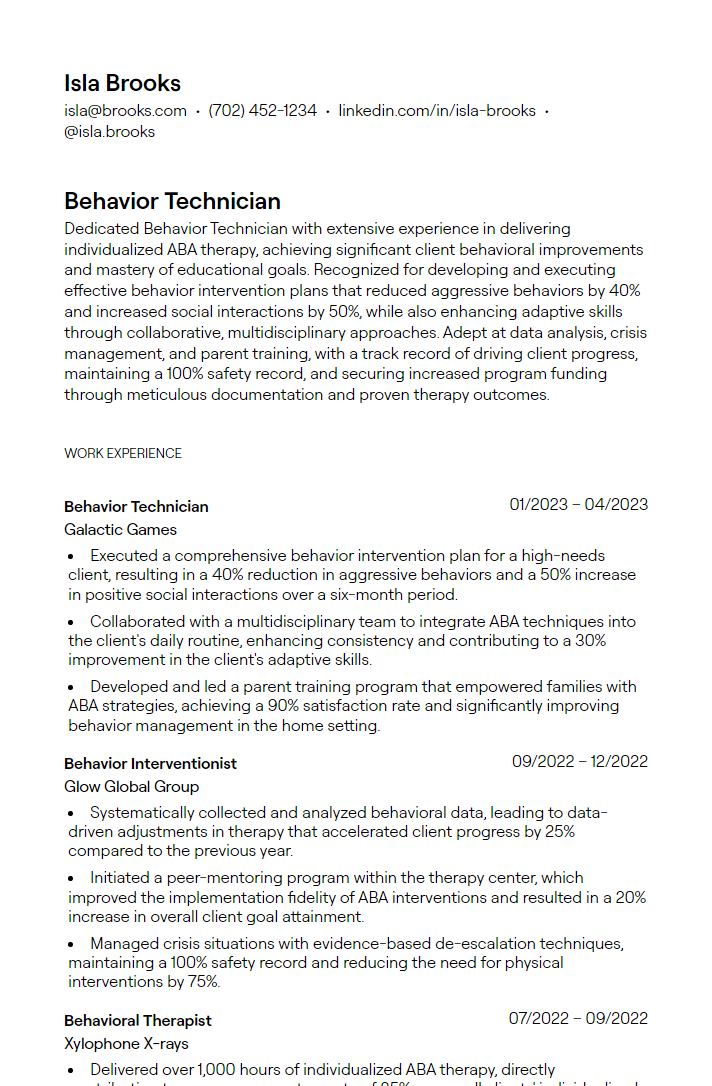 The 6 Best Resume Synonyms for - 6627d2987a20cf5febede3e9 Behavior Technician Resume Example 