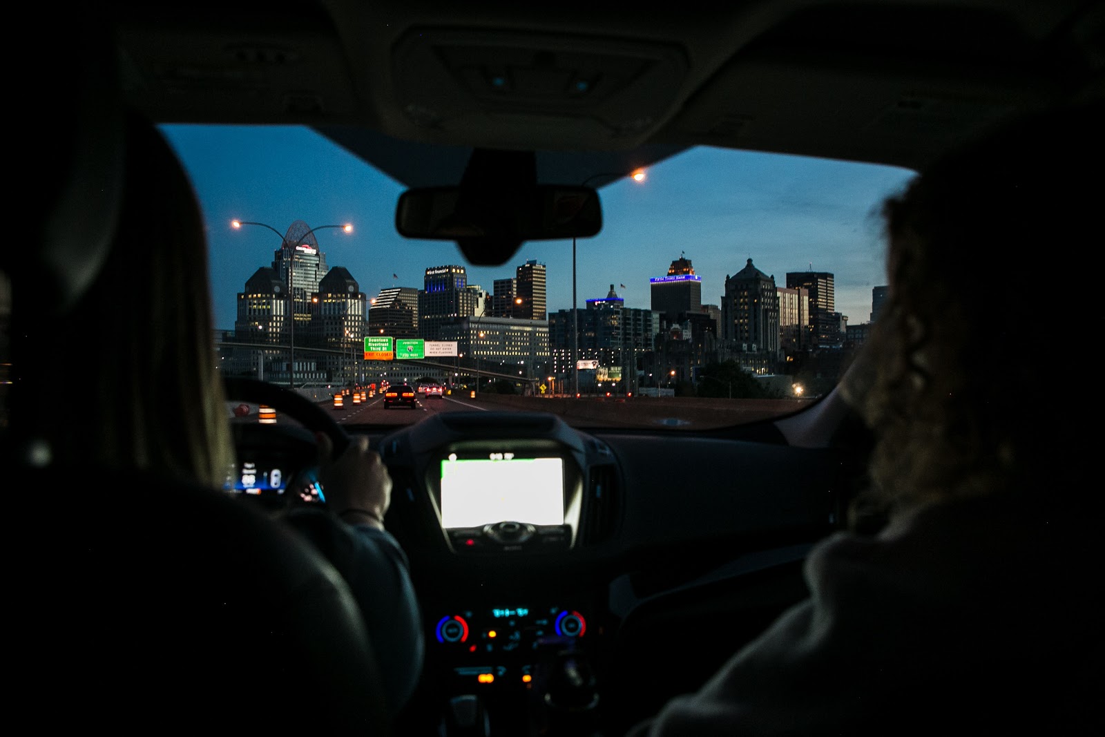 Driving in the city at night