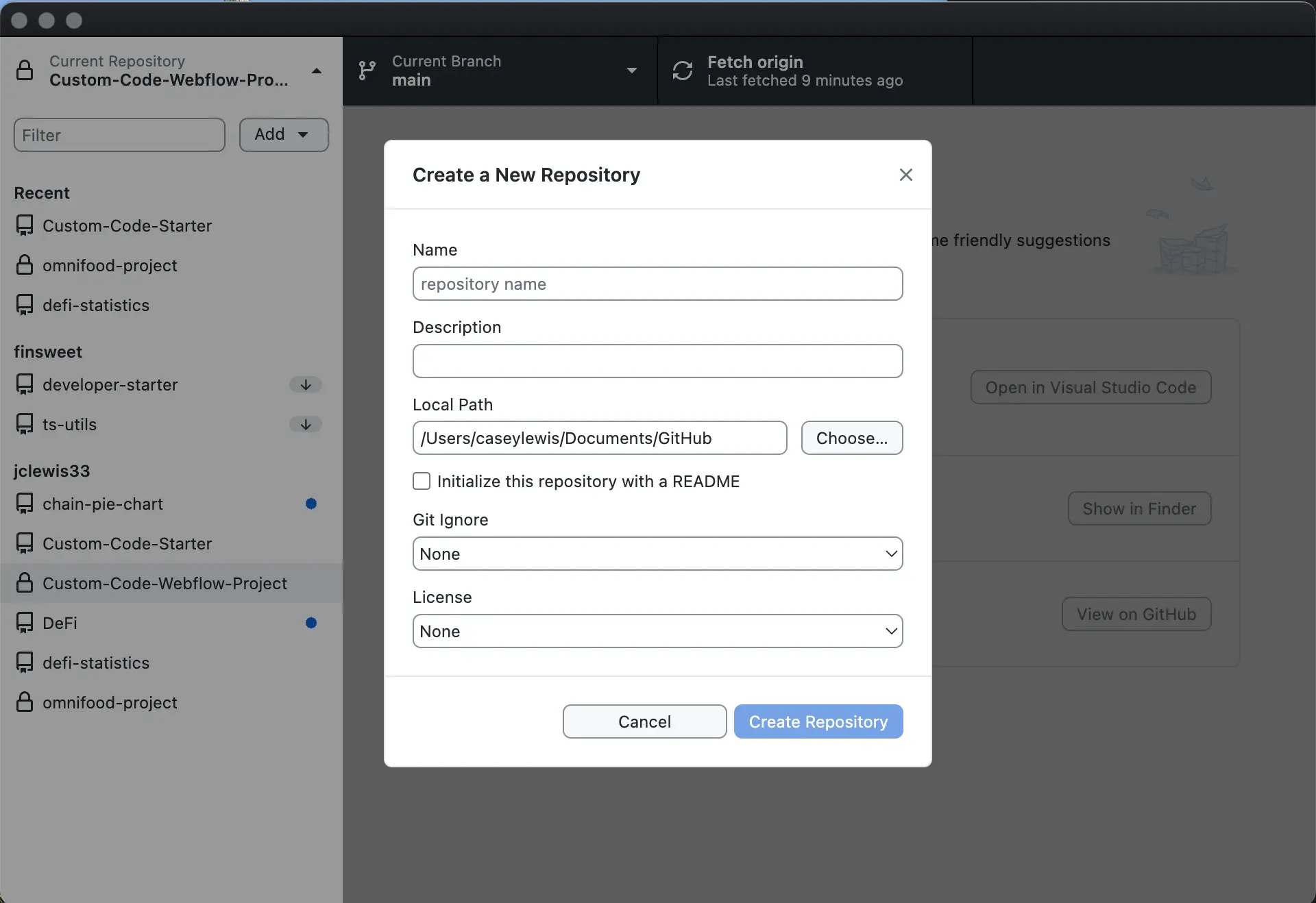 github desktop repository is created