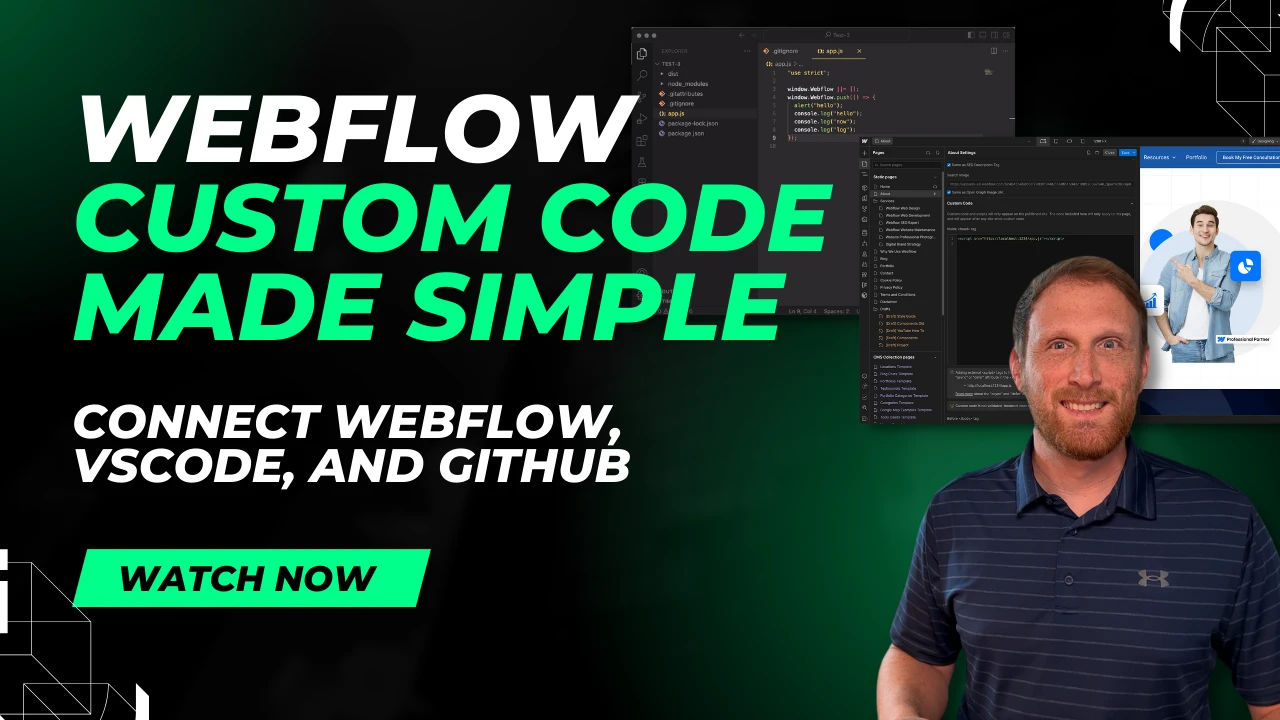 How to connect Webflow, VSCode, and Github for a better custom code workflow