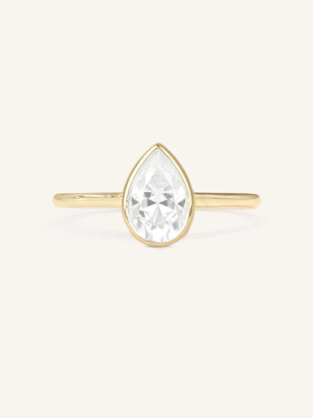 Hidden Moissanite Pear Bezel Solitaire Engagement Ring