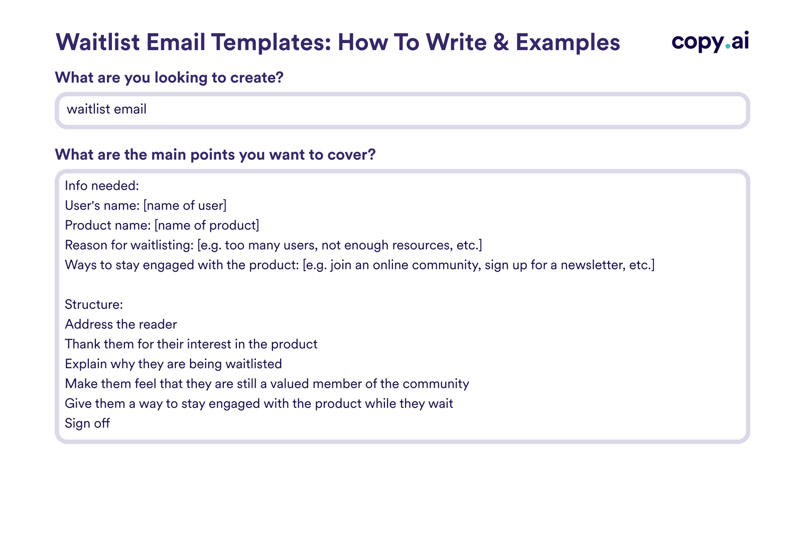 Waitlist Email Template