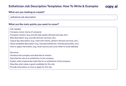 Esthetician Job Description Templates: How To Write &amp; Examples