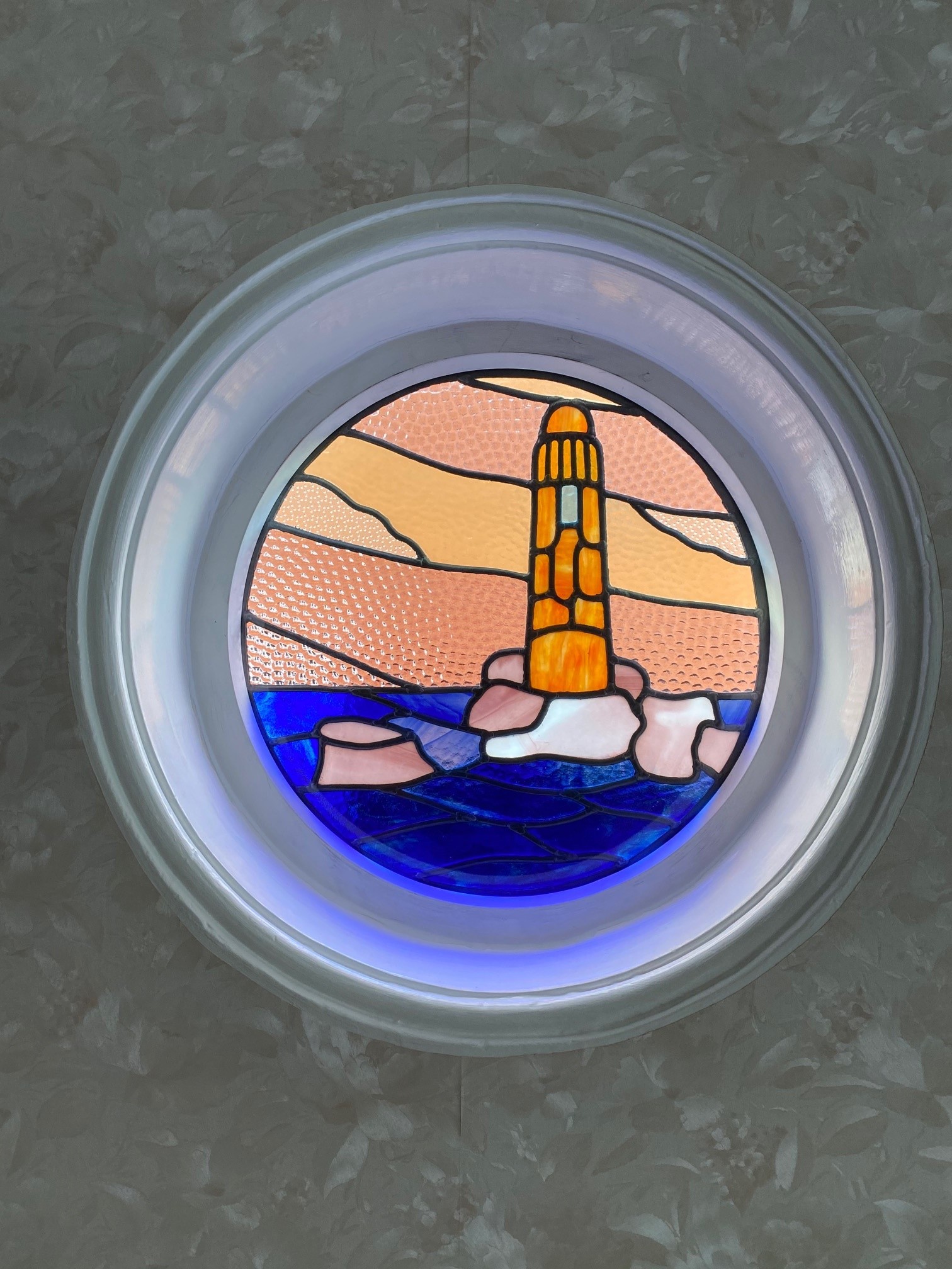 Circular Stained Glass Window Repair in Accoya Window FrameManor House