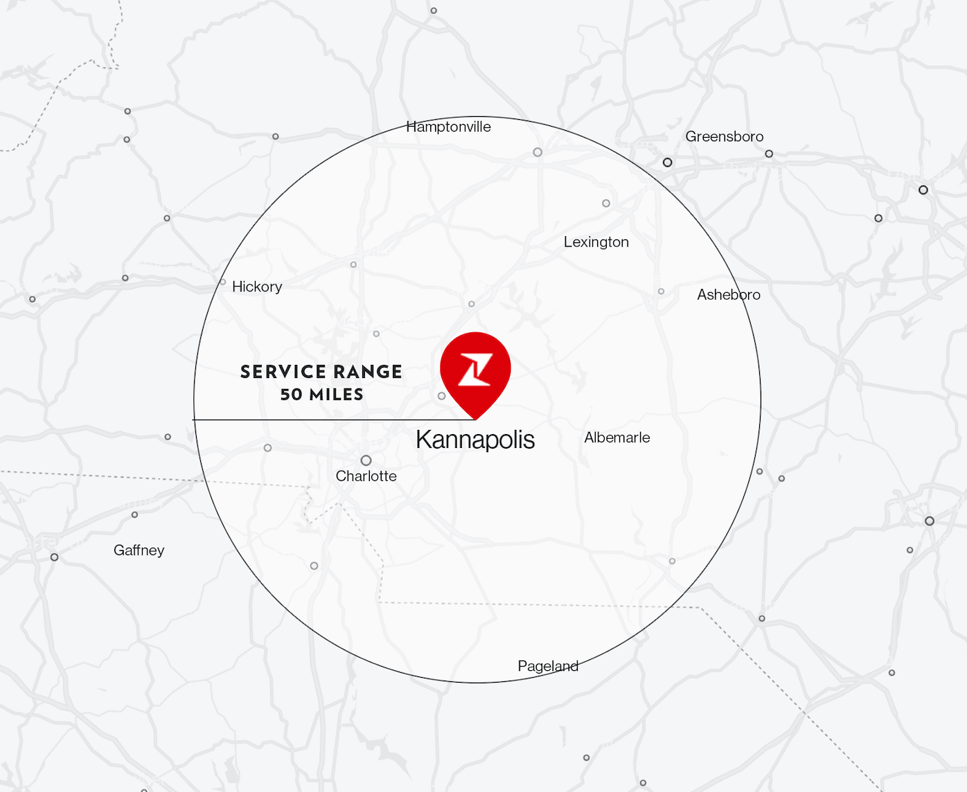 A service coverage map of NC-1
