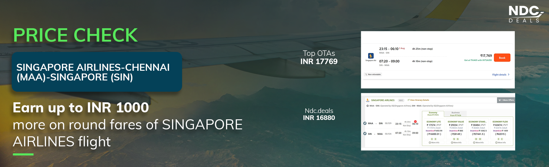 Get the cheapest fares of SINGAPORE AIRLINES only on ndc.deals