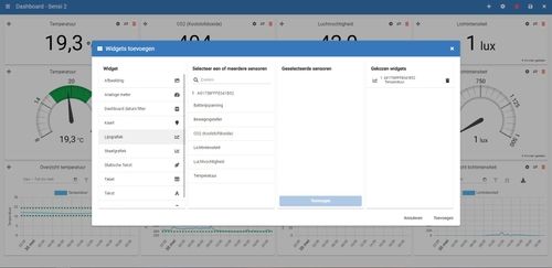 Sensi dashboard widget aanpassen