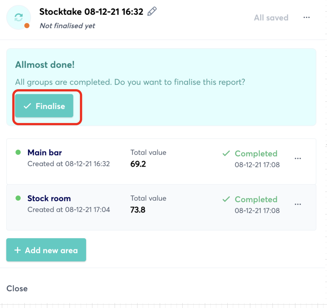 finalise stocktake sing growzye stock control software