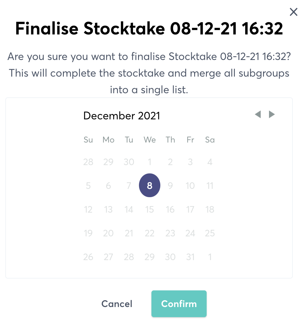 include date of stocktake