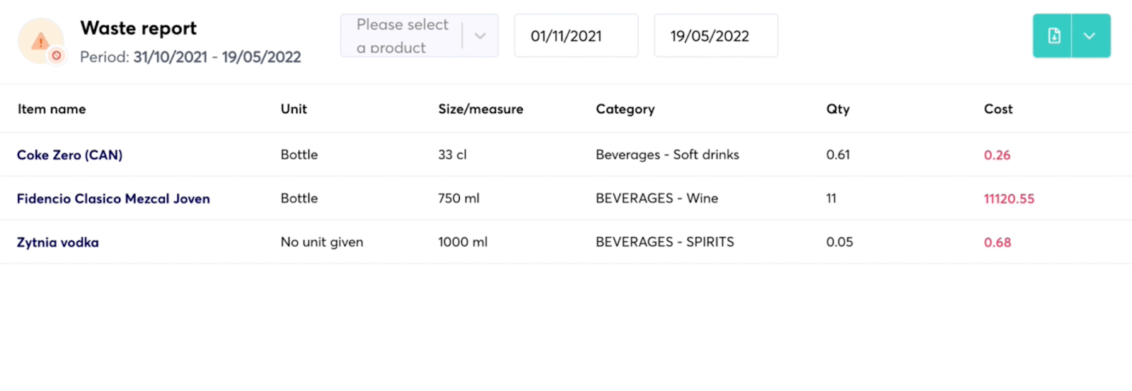 create wastage report using growyze stocktake software