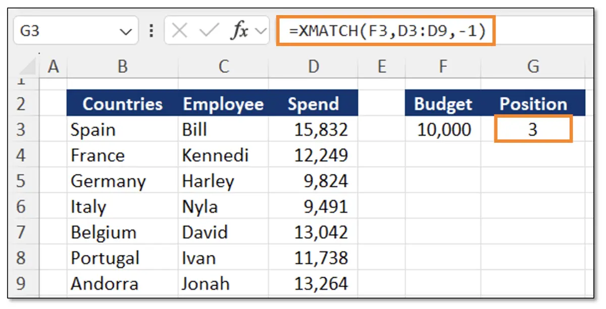 XMATCH Example 2