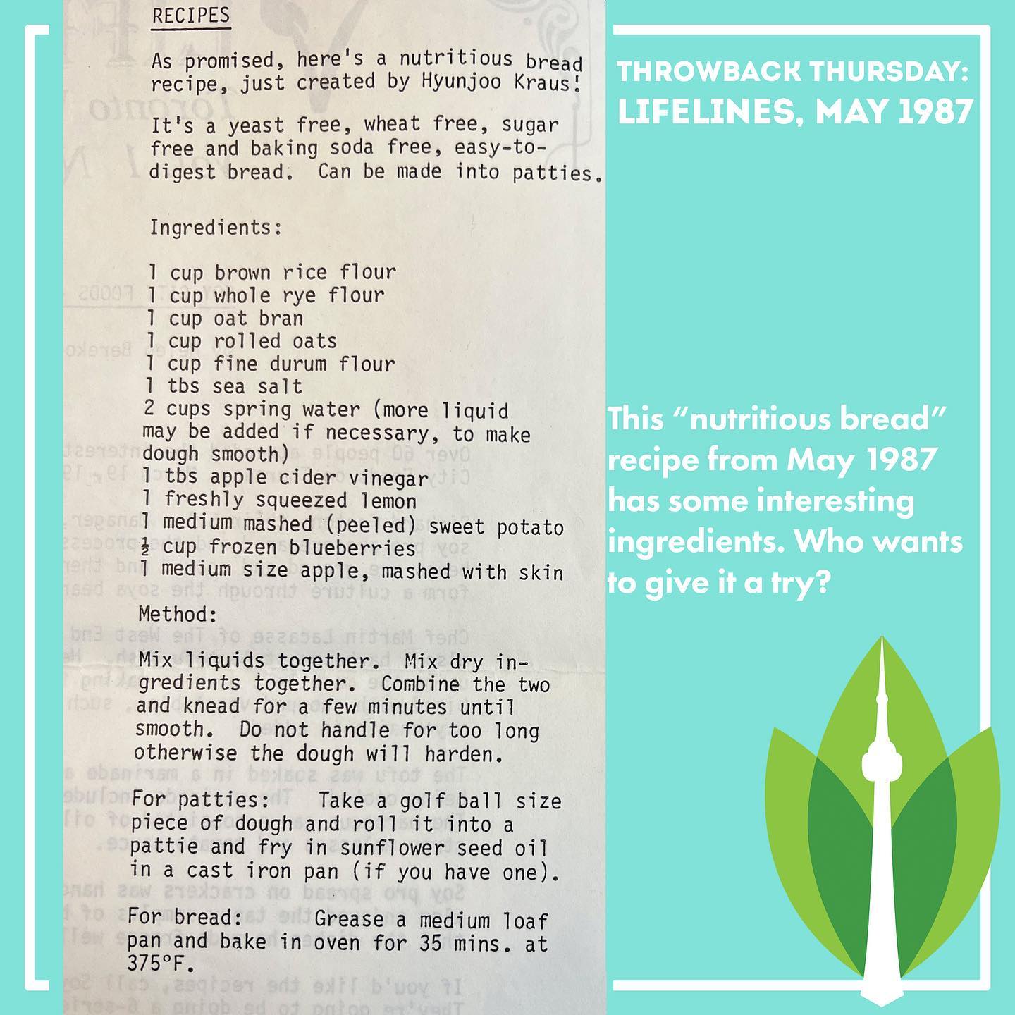 Thirty five years ago this month, we published this bread recipe in our members’ newsletter. Who wants to give it a try and see how it holds up?